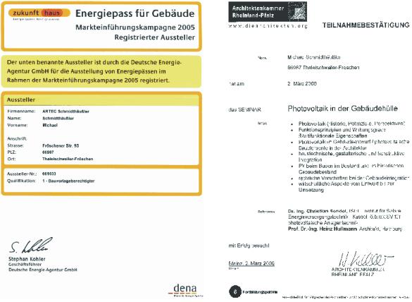 Energiepass für Gebäude + Photovoltaik in der Gebäudehülle